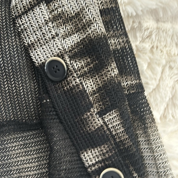 Joseph Ribkoff Black Beige Abstract Wired Collar Semi-Sheer Tunic Jacket Size 8 - Picture 6 of 7